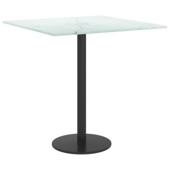vidaXL Blat masă alb 40x40 cm 6 mm sticlă securizată design marmură