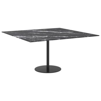vidaXL Blat masă negru 80x80 cm 6 mm sticlă securizată design marmură