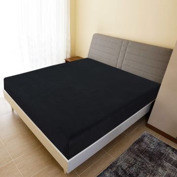 vidaXL Cearșaf de pat cu elastic, negru, 140x200 cm, bumbac