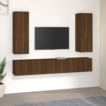 vidaXL Set dulapuri TV, 5 piese, stejar maro, lemn prelucrat