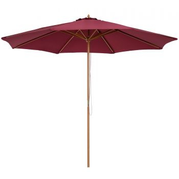 Outsunny Umbrela de soare de gradina cu acoperis dublu din bambus si poliester, rosu φ3x2,5m | AOSOM.RO