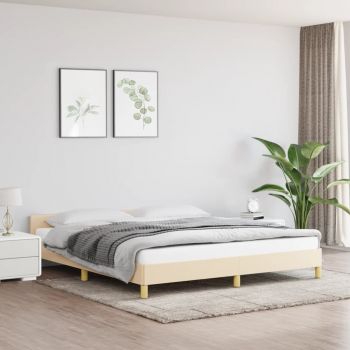 vidaXL Cadru de pat cu tăblie, crem, 160x200 cm, textil