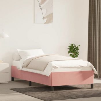 vidaXL Cadru de pat, roz, 100x200 cm, catifea