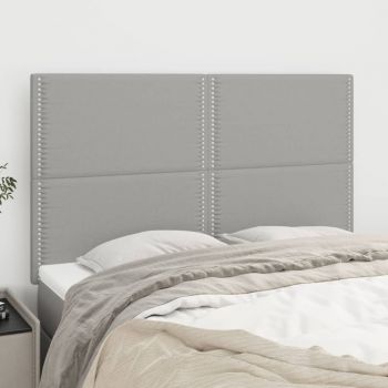 vidaXL Tăblii de pat, 4 buc, gri deschis, 72x5x78/88 cm, textil