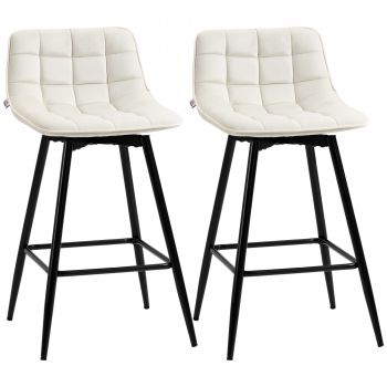 Set de 2 scaune de bar cu spatar, scaune inalte tapitate, stil nordic HOMCOM | Aosom RO