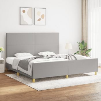 vidaXL Cadru de pat cu tăblie, gri deschis, 200x200 cm, textil