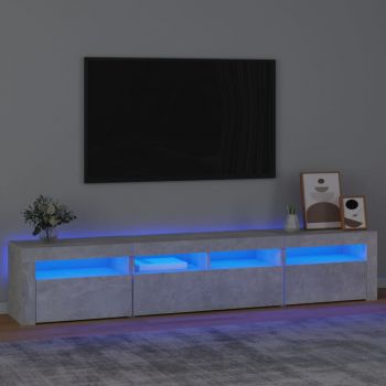 vidaXL Comodă TV cu lumini LED, gri beton, 210x35x40 cm