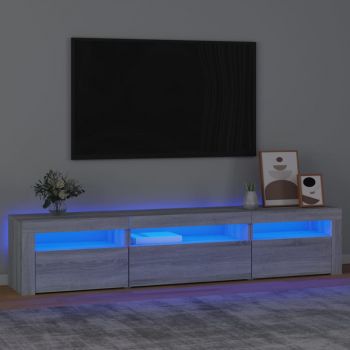 vidaXL Comodă TV cu lumini LED, gri sonoma, 195x35x40 cm