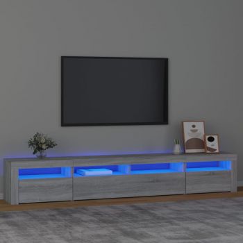 vidaXL Comodă TV cu lumini LED, gri sonoma, 240x35x40cm