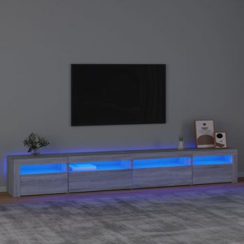 vidaXL Comodă TV cu lumini LED, gri sonoma, 270x35x40 cm