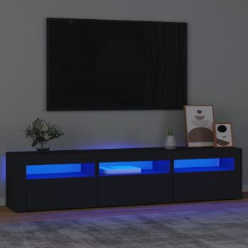 vidaXL Comodă TV cu lumini LED, negru, 180x35x40 cm