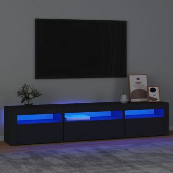 vidaXL Comodă TV cu lumini LED, negru, 195x35x40 cm