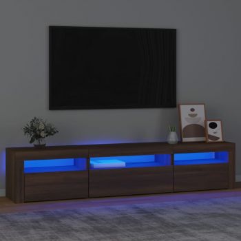vidaXL Comodă TV cu lumini LED, stejar maro, 195x35x40 cm