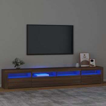 vidaXL Comodă TV cu lumini LED, stejar maro, 240x35x40 cm
