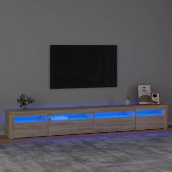 vidaXL Comodă TV cu lumini LED, stejar sonoma, 270x35x40 cm