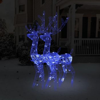 vidaXL Decorațiuni reni de Crăciun, 2 buc., albastru, 120 cm, acril