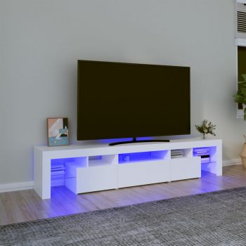 vidaXL Dulap TV cu lumini LED alb 200x36,5x40 cm