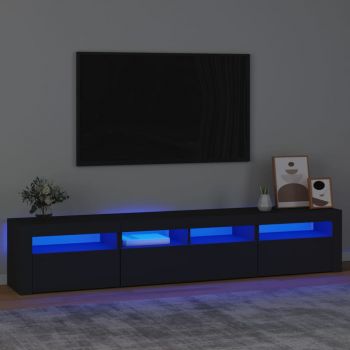 vidaXL Dulap TV cu lumini LED, negru, 210x35x40 cm