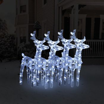 vidaXL Reni de Crăciun, 4 buc., alb rece, 160 LED-uri, acril