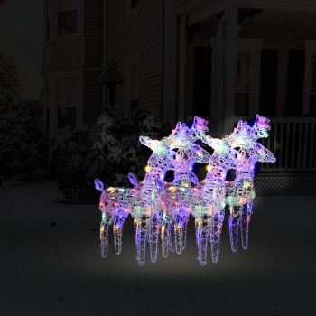 vidaXL Reni de Crăciun, 4 buc., multicolor, 160 LED-uri, acril