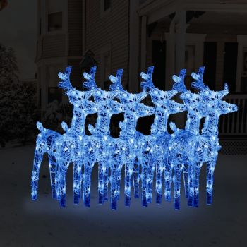 vidaXL Reni de Crăciun, 6 buc., albastru, 240 LED-uri, acril