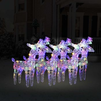 vidaXL Reni de Crăciun, 6 buc., multicolor, 240 LED-uri, acril