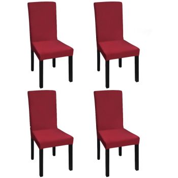 Set 4 huse elastice pentru scaune Anabel, Bordeaux