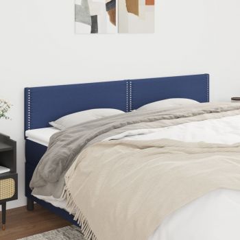 vidaXL Tăblii de pat, 2 buc, albastru, 100x5x78/88 cm, textil