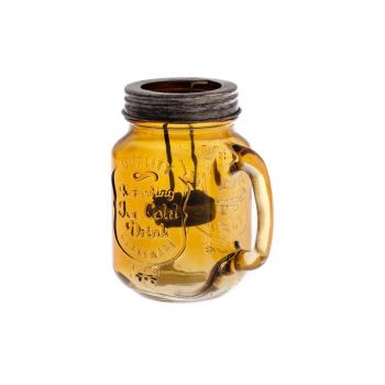 Felinar din sticlă Dakls Rura, protocaliu, înălțime 13,5 cm