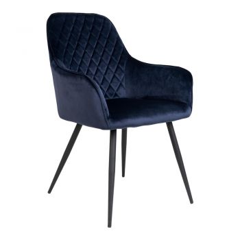 Scaune de sufragerie din catifea albastră, în set de 2 scaune Harbo - House Nordic