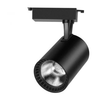 Spot LED Techstar® Tracklights, Pentru Sina RailRacks Monofazata Tip L, 12w, 3000k Lumina Calda, Iluminat Directionabil, Corp Aluminiu Negru