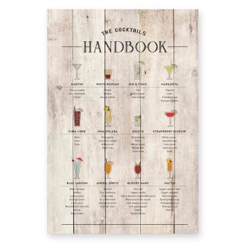 Semn din lemn 40x60 cm Cocktails Handbook – Really Nice Things ieftina