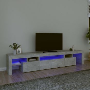 vidaXL Comodă TV cu lumini LED, gri beton, 215x36,5x40cm
