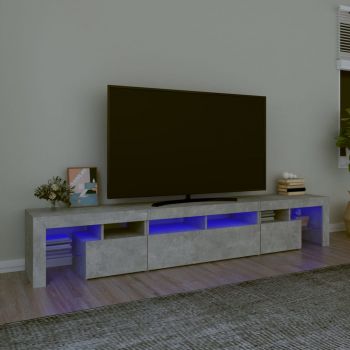 vidaXL Comodă TV cu lumini LED, gri beton, 230x36,5x40cm