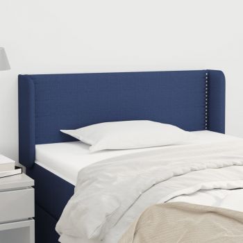 vidaXL Tăblie de pat cu aripioare albastru 83x16x78/88 cm textil