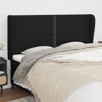 vidaXL Tăblie de pat cu aripioare, negru, 183x23x118/128 cm, textil