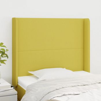 vidaXL Tăblie de pat cu aripioare, verde, 103x16x118/128 cm, textil