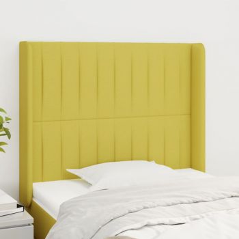 vidaXL Tăblie de pat cu aripioare, verde, 103x16x118/128 cm, textil