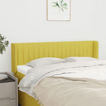 vidaXL Tăblie de pat cu aripioare, verde, 147x16x78/88 cm textil