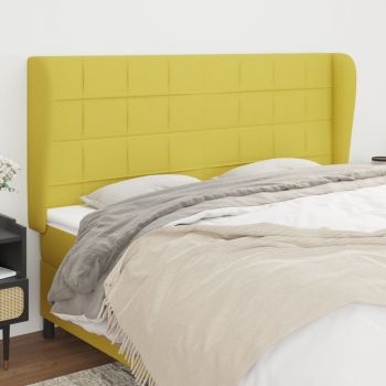 vidaXL Tăblie de pat cu aripioare, verde, 163x23x118/128 cm, textil