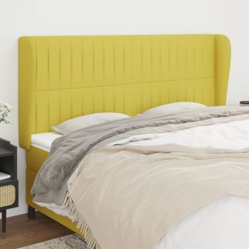 vidaXL Tăblie de pat cu aripioare, verde, 203x23x118/128 cm, textil