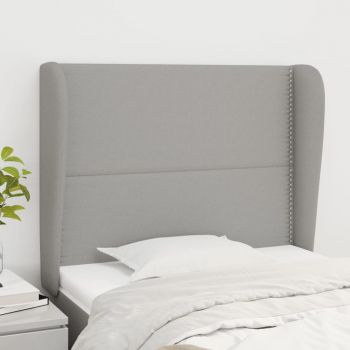 vidaXL Tăblie de pat cu aripioare gri deschis 103x23x118/128 cm textil