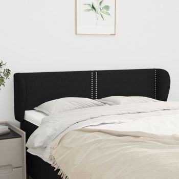 vidaXL Tăblie de pat cu aripioare negru 147x23x78/88 cm textil