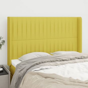 vidaXL Tăblie de pat cu aripioare, verde, 147x16x118/128 cm, textil