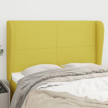 vidaXL Tăblie de pat cu aripioare, verde, 147x23x118/128 cm, textil