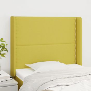 vidaXL Tăblie de pat cu aripioare, verde, 83x16x118/128 cm, textil