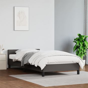 vidaXL Cadru de pat cu tăblie, gri, 100x200 cm, piele ecologică