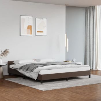 vidaXL Cadru de pat cu tăblie, maro, 180x200 cm, piele ecologică
