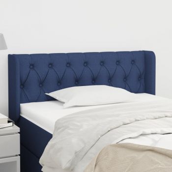 vidaXL Tăblie de pat cu aripioare albastru 93x16x78/88 cm textil