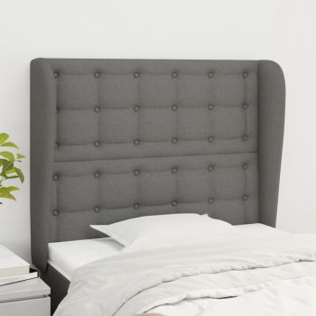 vidaXL Tăblie de pat cu aripioare gri închis 103x23x118/128 cm textil